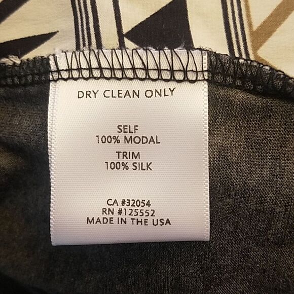 DOLAN black cream beige racerback silk tank top geometric print - Picture 6 of 6